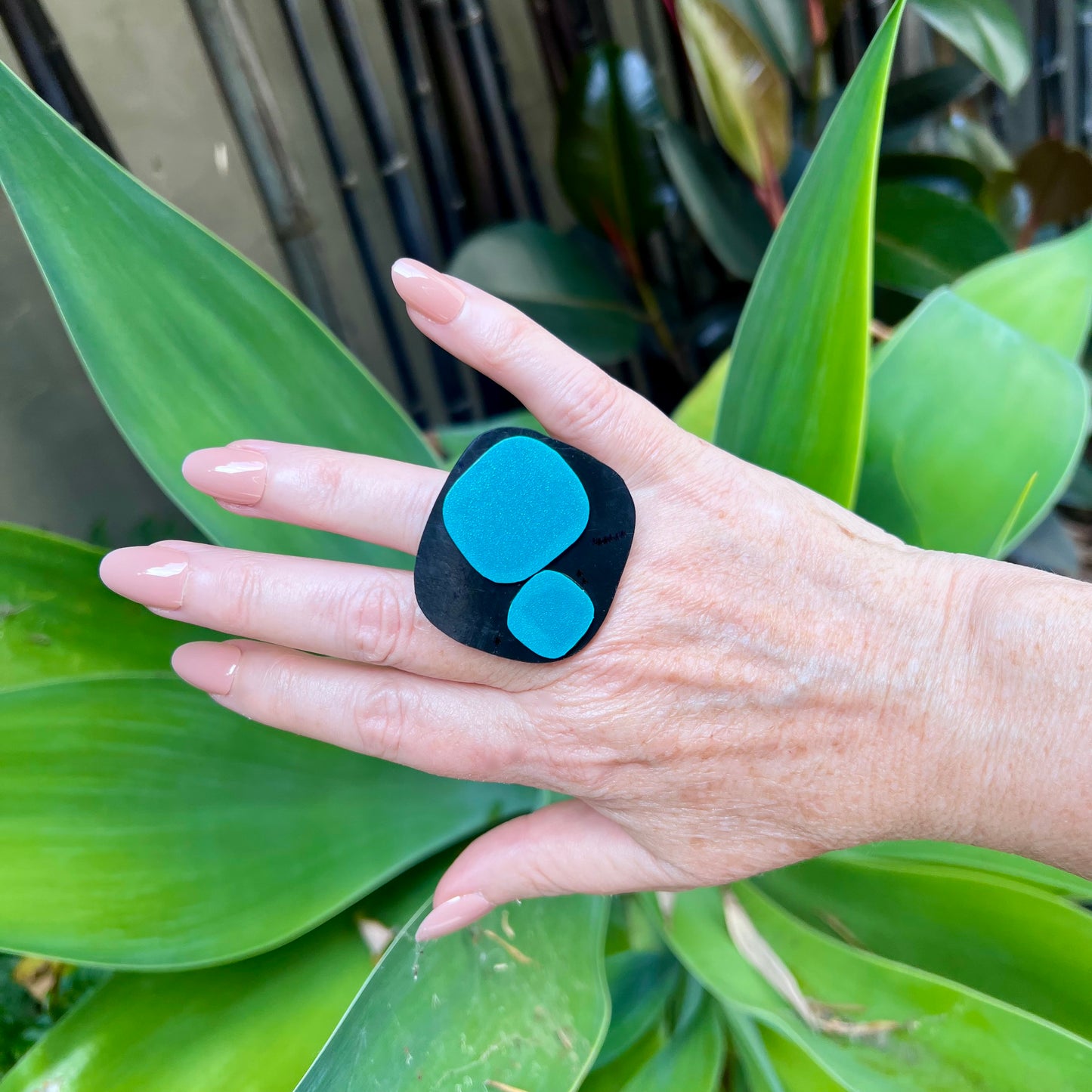 Blue Double Pebble Ring