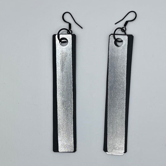 Rubber Silver Disco Earrings