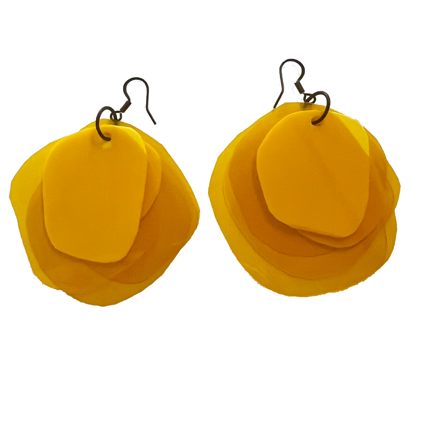 Repurposed plastic yellow and gold earrings