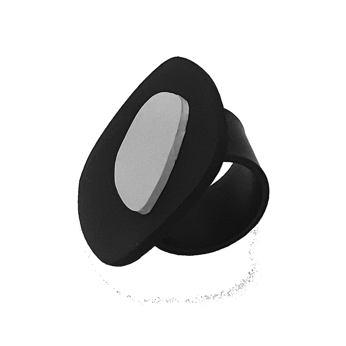 A black and white rubber ring