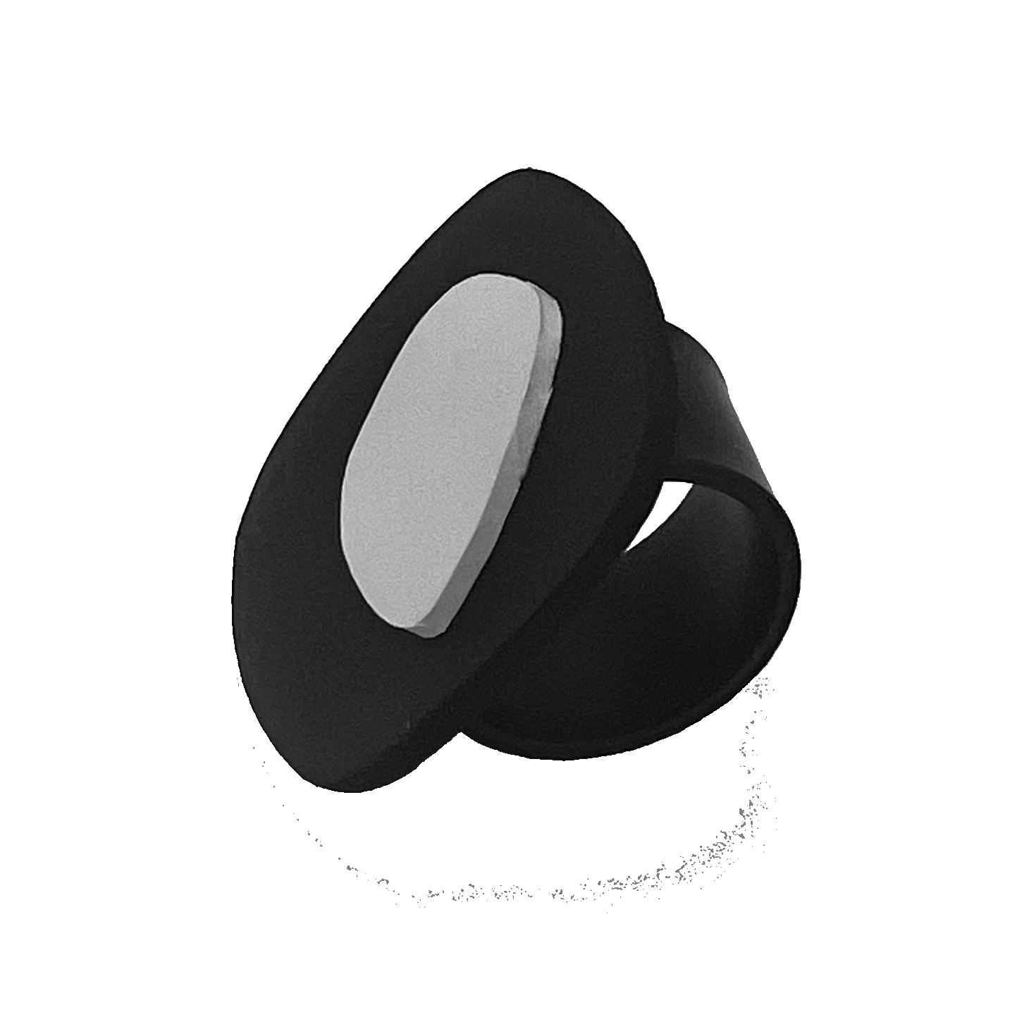 A black and white rubber ring