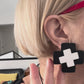 Double Crossed Stud Earrings White