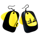 A pair of black and yellow earrings